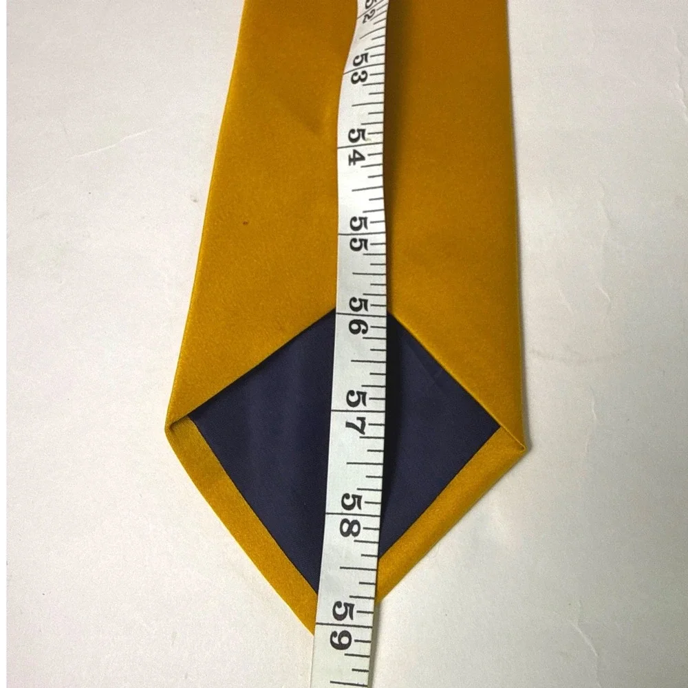Mens Gold Mustard Yellow Solid Satin Necktie 3.5 In Width Classic 58 Inch Length